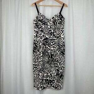 Sergio Hudson x Target Womens Animal Print Bustier Midi Sheath Dress Small